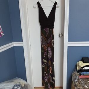 Black and Multicolor Paisley Maxi Dress
